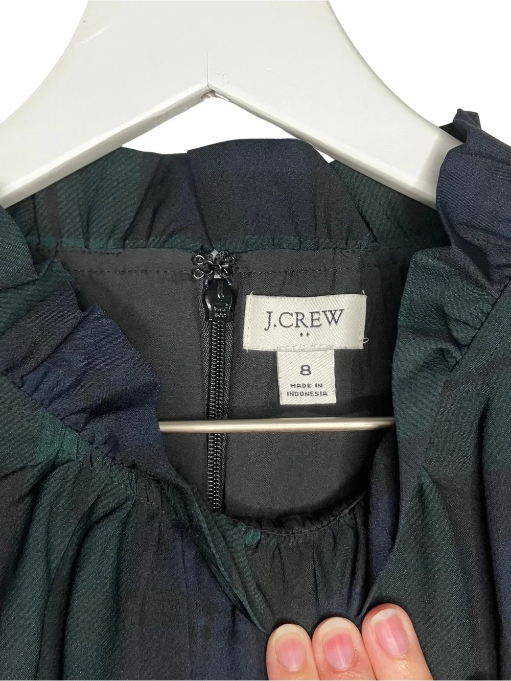 J. Crew Black Watch Plaid Mini Dress Shift Christmas Holiday Preppy Ruffle 8